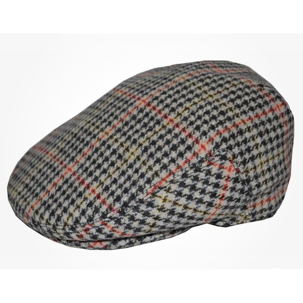 Newhattan Flat Cap Mens Large Multicolor Excellent Wool Blend Houndstooth Ivy